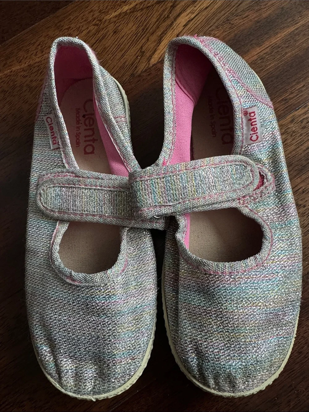 Cienta Girls' Pink Multicolor Canvas Mary Janes